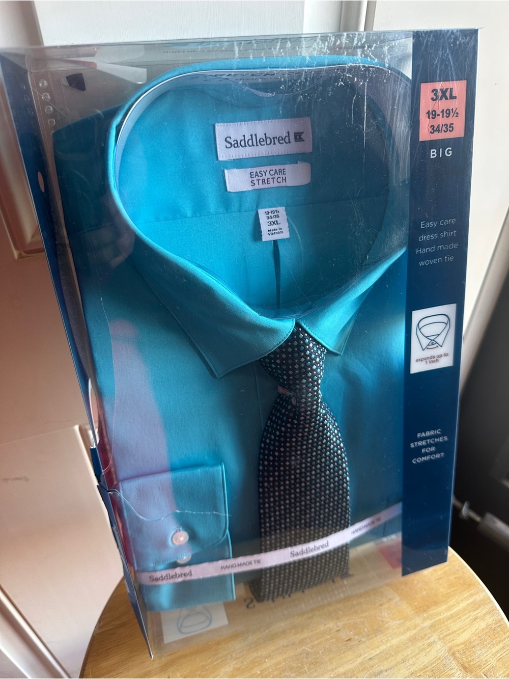 Saddlebred Turquoise Dress Shirt with Tie - 3XL